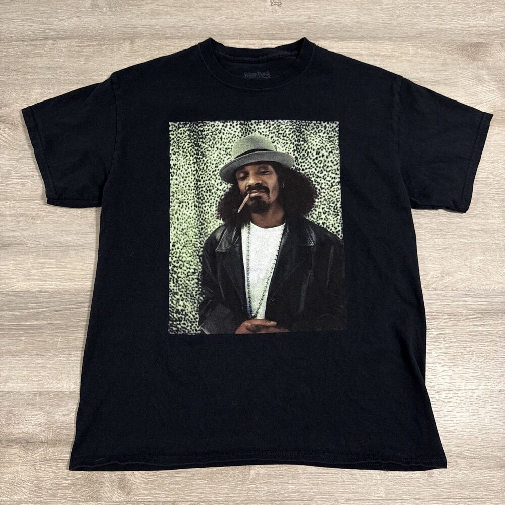 Snoop Dogg Shirt Rap Hip Hop Rapper Portrait Men’s Black Large 100% Cotton